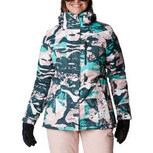 Women's columbia Teal & Pink Printed Insulated Winter Jacket size XL